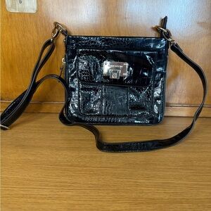 Anne Klein Faux Croc Skin Crossbody Purse – Adjustable Strap